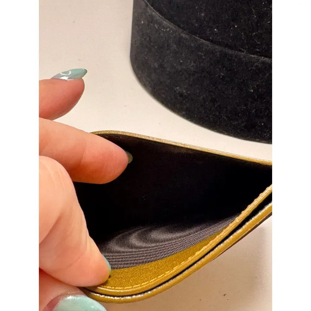 Saint Laurent Gold Leather Card Holder
